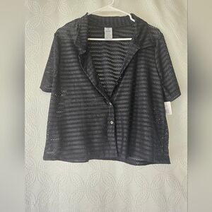 Hurley Black Eyelet Button-Down Shirt
